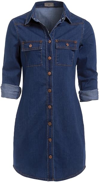 New Vintage Denim Blue Shirt Dress Sizes