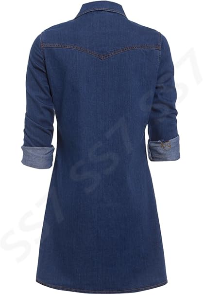 New Vintage Denim Blue Shirt Dress Sizes
